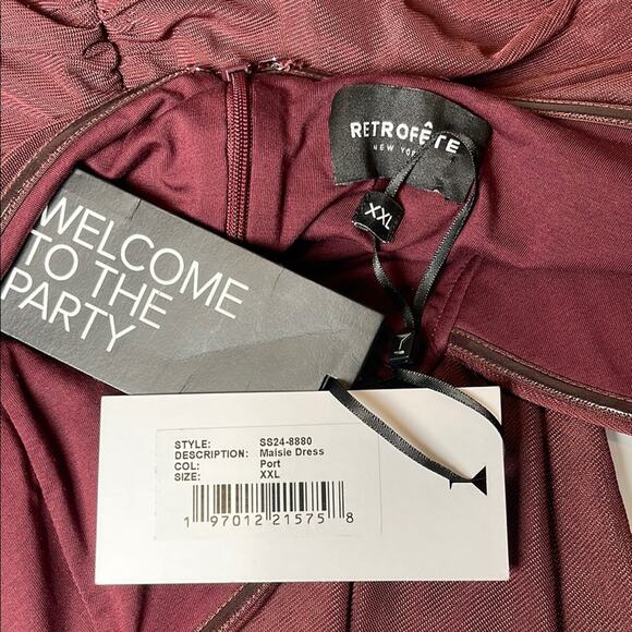 Retrofete Maisie Ruched Draped Halterneck Maxi in Port Red Size XXL - Picture 11 of 11